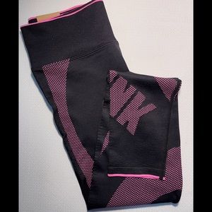 PINK Seamless Tights Black & Pink Size L
